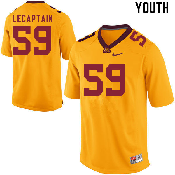 Youth #59 Derik LeCaptain Minnesota Golden Gophers College Football Jerseys Sale-Gold - Click Image to Close